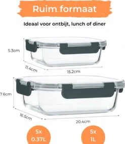 Formilo Meal Prep Bakjes - Lekvrije Vershoudbakjes - Diepvriesbakjes - Luchtdicht - BPA Vrij - Glas - 10 Stuks -Woninginrichtingseries Winkel 1043x1200