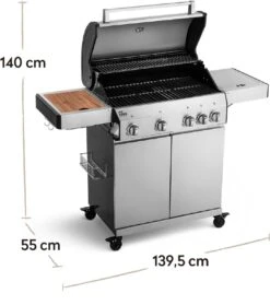 Burnhard Gas BBQ Big FRED Deluxe - 4 Branders - Incl. Keramische Infraroodbrander & Afdekhoes - Deluxe -Woninginrichtingseries Winkel 1063x1200 1