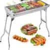 Uten - Houtskoolbarbecue - Opvouwbare Barbecue - Houtskoolbarbecues - Draagbare Camping Barbecue - 430 Roestvrij Staal Grill BBQ - 5-10 Persoon Tuin Buitenfeest - Zilver -Woninginrichtingseries Winkel 1133x1200