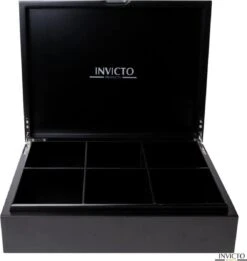 Invicto Products Theedoos 6 Vaks - Ruimte Voor 120 Theezakjes - Bamboe - Anti Slip En Anti Kras - Zwart -Woninginrichtingseries Winkel 1136x1200 1