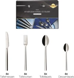 Nevana Bestekset - 24 Delig - 18/10 Edelstaal - Bestek - Lepels, Messen, Vorken -Woninginrichtingseries Winkel 1137x1200 2