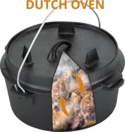 Dutch Mountains Gietijzeren Pannenset 7-delig - Dutch Oven – Braadpan - Grillpan - Hapjespan - Kookset In Houten Transportkist - Deksellifter - Brander -Woninginrichtingseries Winkel 1139x1200 2