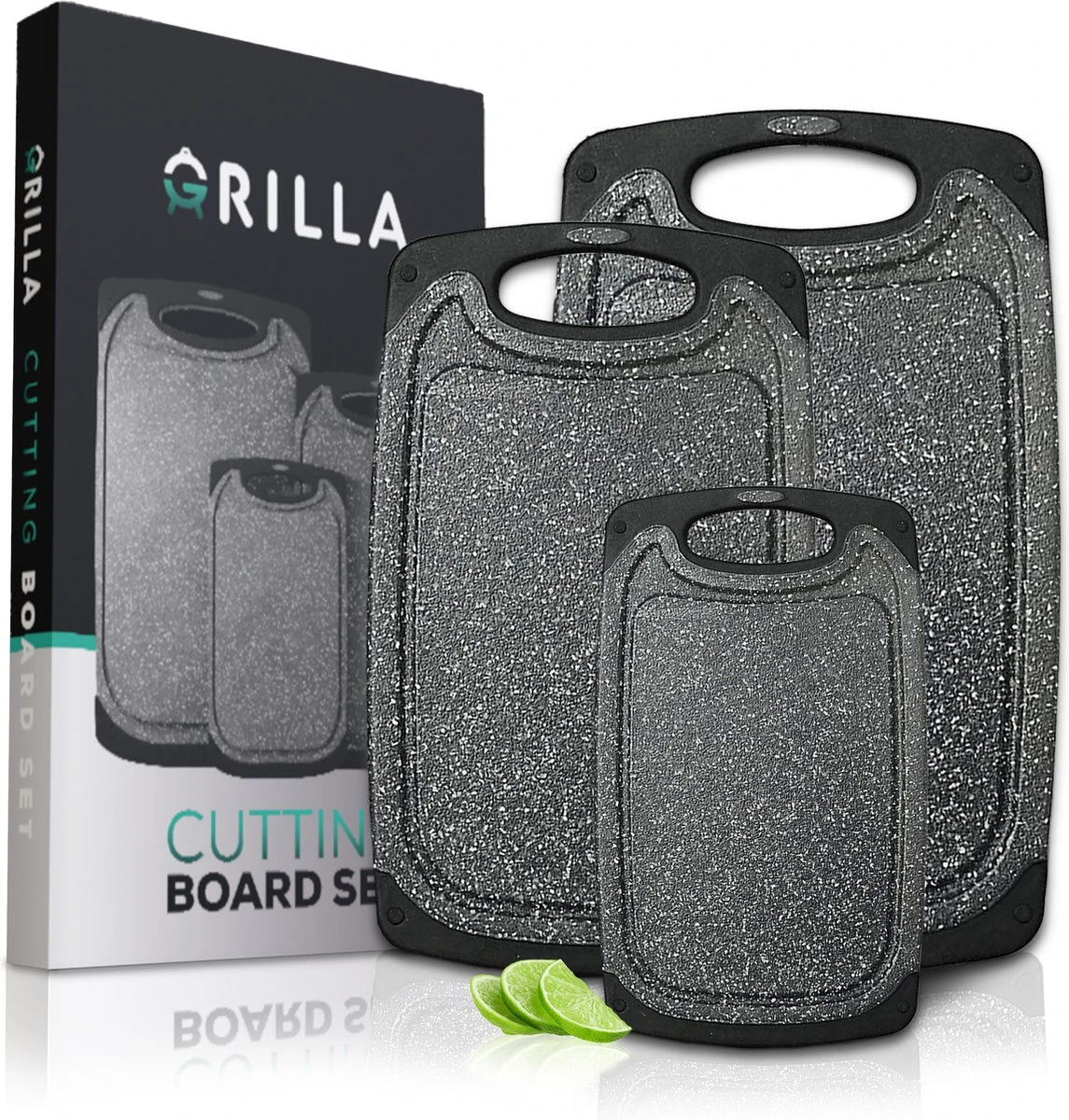 Grilla Snijplankenset - 3 Stuks - Marmer Look - Snijplank Set Kunststof 3 Grilla Snijplankenset - 3 Stuks - Marmer Look - Snijplank Set Kunststof