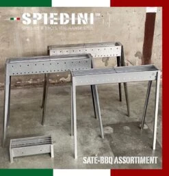 Spiedini Saté-bbq Bali 40 Mini - Kleine, Smalle Houtskoolbarbecue Met Horizontaal Rooster Voor Sate Of Andere Spiesjes - 40 Cm Lang, 11 Cm Breed, 14 Cm Hoog - Ideaal Voor Tuin- Of Open Haard, Of Balkon - Materiaal: Gealuminiseerd Ijzer -Woninginrichtingseries Winkel 1153x1200