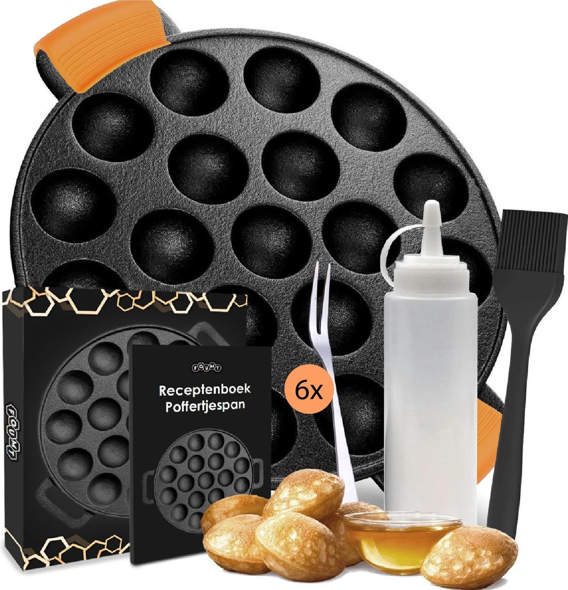 Ocina Poffertjespan – Combo Pack – 19 Poffertjes – Poffertjesmaker – Poffertjespan Inductie – Poffertjespan Electrisch – Gietijzeren Pan - Inclusief Doseerfles, Handvaten, 6x Poffertjesvorken En Invetkwast – Gratis Receptenboek 3 Ocina Poffertjespan – Combo Pack – 19 Poffertjes – Poffertjesmaker – Poffertjespan Inductie – Poffertjespan Electrisch – Gietijzeren Pan - Inclusief Doseerfles, Handvaten, 6x Poffertjesvorken En Invetkwast – Gratis Receptenboek