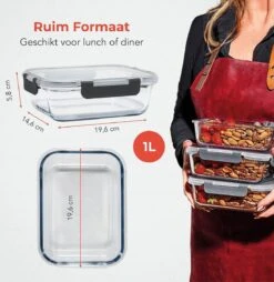KitchenBrothers Meal Prep Bakjes - Set - Luchtdicht - BPA Vrij - 1L - Glas - 5 Stuks -Woninginrichtingseries Winkel 1169x1200 6