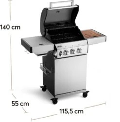 Burnhard Gas BBQ FRED JR. Deluxe - 2 Branders - Incl. Keramische Infraroodbrander & Afdekhoes - Deluxe -Woninginrichtingseries Winkel 1170x1200