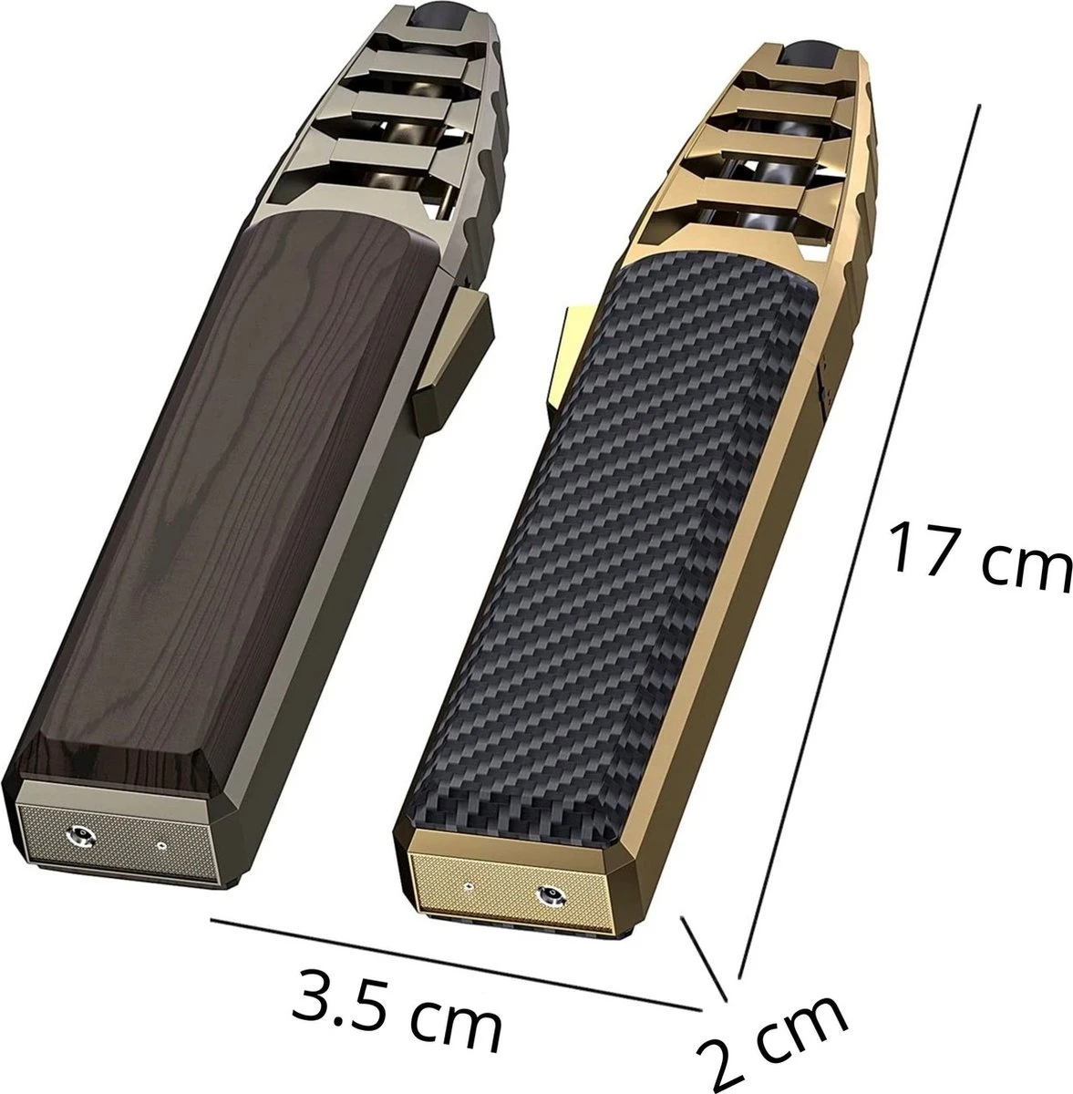 Merkloos Turbo Jetflame Aansteker - Gasbrander - Vuurwerk Torch - Crème Brûlée Brander - BBQ En Sigaren Aansteker - Windproof - Carbon Met Goudkleurige Metalen Behuizing 4 Merkloos Turbo Jetflame Aansteker - Gasbrander - Vuurwerk Torch - Crème Brûlée Brander - BBQ En Sigaren Aansteker - Windproof - Carbon Met Goudkleurige Metalen Behuizing - Afbeelding 2