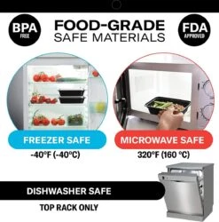 Buxibo - 50 Meal Prep Bakjes - Salade/Lunch Box - Diepvriesbakjes - Vershoudbakjes - Plastic Bakjes Met Deksel - Vershouddoos - Magnetron Vaatwasser Bestendig - 24 Oz/0.7 Liter Inhoud - Herbruikbaar - Kunststof - BPA Vrij - Zwart -Woninginrichtingseries Winkel 1184x1200 2