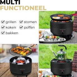Ozocozy BBQ-ONE Houtskool Tafelbarbecue - Ø30 Cm- Zwart - Incl. Draagtas, Siliconen Bakkwast En RVS-Barbecuetang 21 Ozocozy BBQ-ONE Houtskool Tafelbarbecue - Ø30 Cm- Zwart - Incl. Draagtas, Siliconen Bakkwast En RVS-Barbecuetang -Woninginrichtingseries Winkel 1193x1200 7