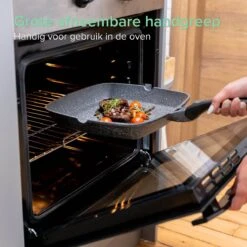 Coninx Grillpan 28CM - Steakpan - Afneembare Handgreep - PFAS-vrij - Grijs -Woninginrichtingseries Winkel 1198x1200 10