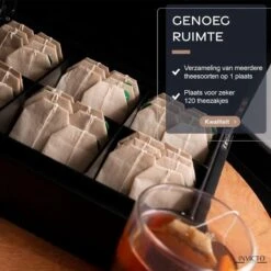 Invicto Products Theedoos 6 Vaks - Ruimte Voor 120 Theezakjes - Bamboe - Anti Slip En Anti Kras - Zwart -Woninginrichtingseries Winkel 1198x1200 7