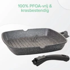 Coninx Grillpan 28CM - Steakpan - Afneembare Handgreep - PFAS-vrij - Grijs -Woninginrichtingseries Winkel 1198x1200 9