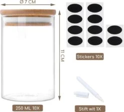Quality Needz - Voorraadpotten - Glazen Potjes Met Deksel - 250 ML - 10 Delige Set - BPA-vrij - Gratis Pen & Herschrijfbare Stickers - Snoeppot -Woninginrichtingseries Winkel 1200x1078 1