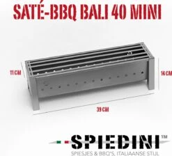 Spiedini Saté-bbq Bali 40 Mini - Kleine, Smalle Houtskoolbarbecue Met Horizontaal Rooster Voor Sate Of Andere Spiesjes - 40 Cm Lang, 11 Cm Breed, 14 Cm Hoog - Ideaal Voor Tuin- Of Open Haard, Of Balkon - Materiaal: Gealuminiseerd Ijzer -Woninginrichtingseries Winkel 1200x1086