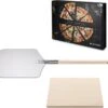 Navaris Pizzasteen XL Voor Oven En Barbecue - Rechthoekige Pizzaplaat 38 X 30 Cm - Inclusief Pizzaschep Met Extra Lang Handvat En Receptenboek -Woninginrichtingseries Winkel 1200x1087