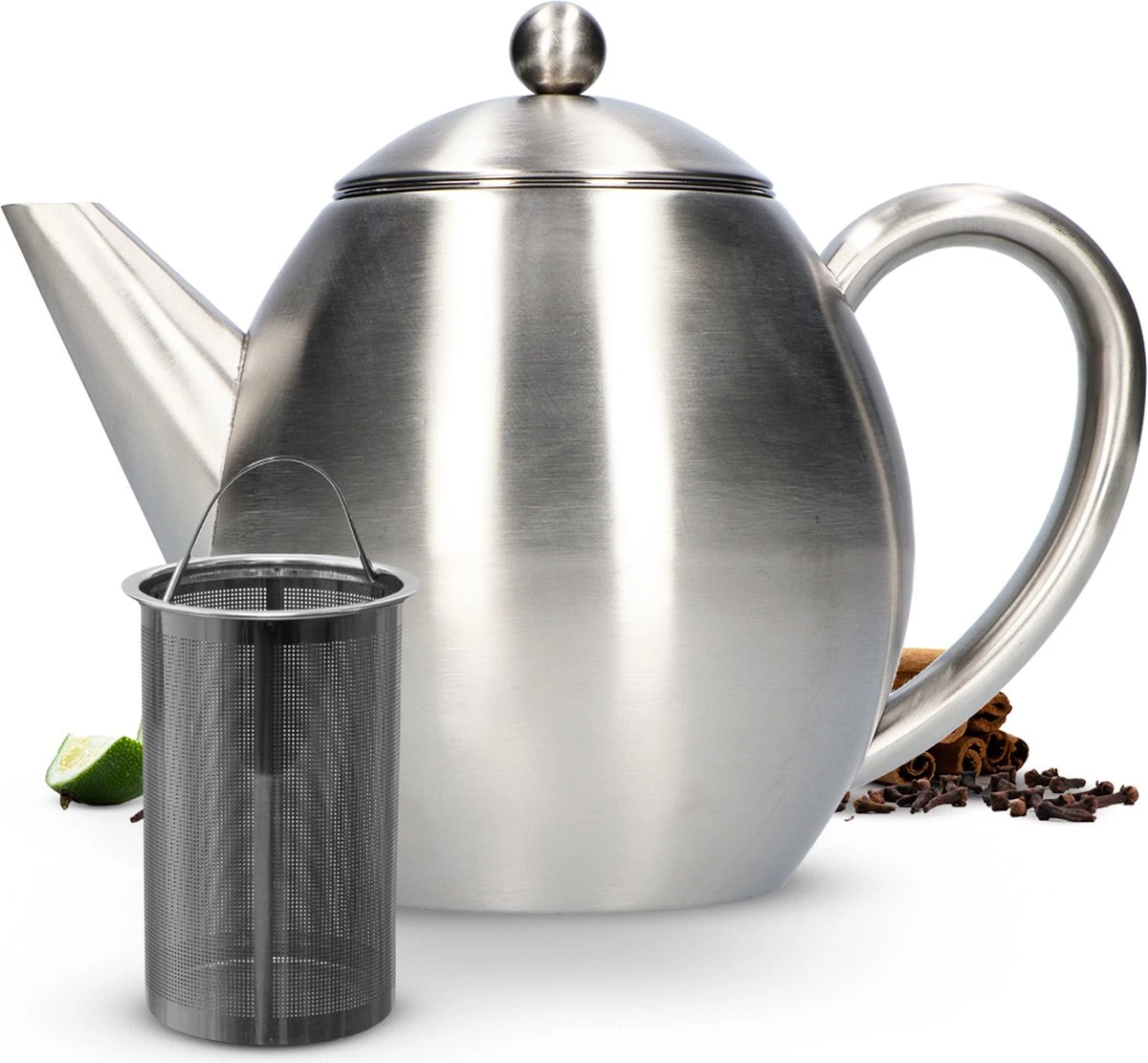 Vaja Valerie - Theepot Met Filter - Dubbelwandig - RVS - 1.2L