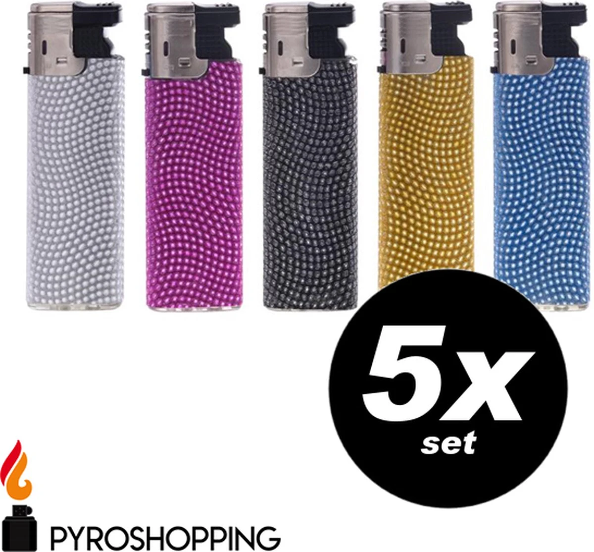 Pyroshopping Diamond Lighters – Set Van 5 Stuks – Navulbare Stormaanstekers - Windproof Gasaanstekers 3 Pyroshopping Diamond Lighters – Set Van 5 Stuks – Navulbare Stormaanstekers - Windproof Gasaanstekers