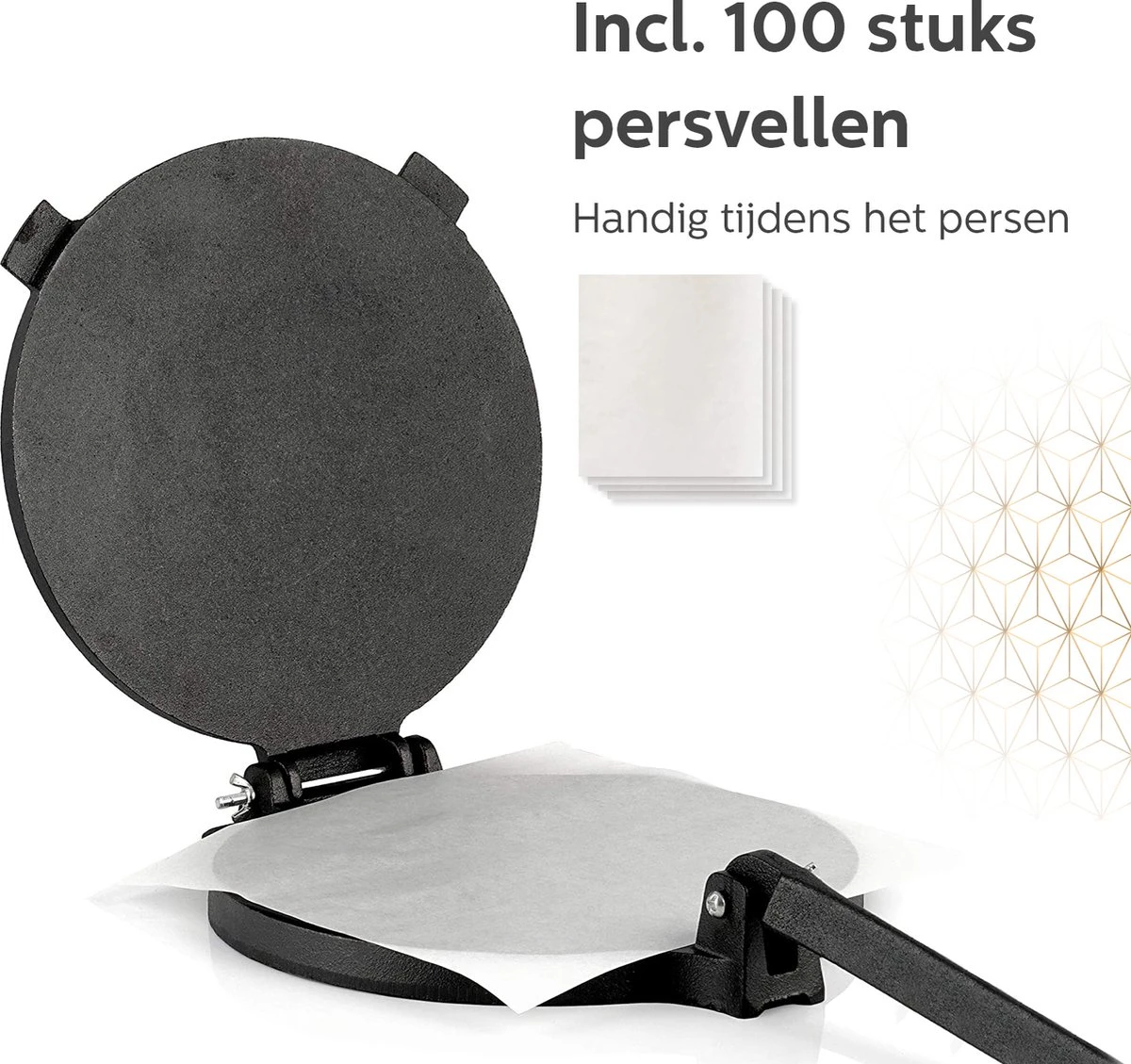 BooGoo® - Tortilla Pers Ø25CM - Inclusief Bakkwast En 100 Persvellen - Tortilla Press Roti Taco Maker - Tortillapan 10 BooGoo® - Tortilla Pers Ø25CM - Inclusief Bakkwast En 100 Persvellen - Tortilla Press Roti Taco Maker - Tortillapan - Afbeelding 8