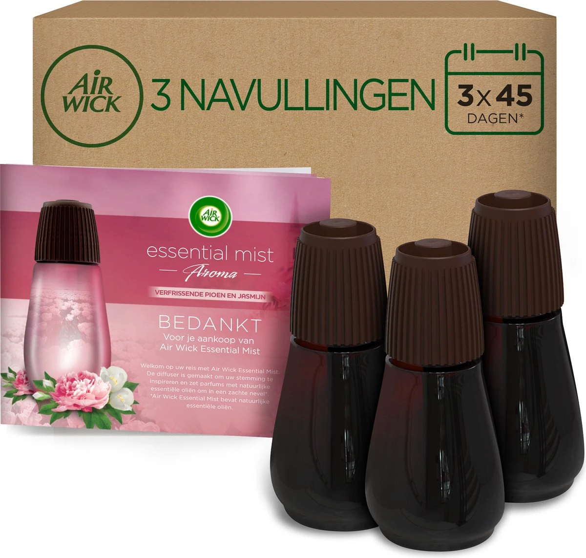 Air Wick Essential Mist Automatische Luchtverfrisser - Verfrissende Pioen En Jasmijn - 3 Navullingen 3 Air Wick Essential Mist Automatische Luchtverfrisser - Verfrissende Pioen En Jasmijn - 3 Navullingen