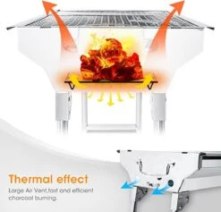 Uten - Houtskoolbarbecue - Opvouwbare Barbecue - Houtskoolbarbecues - Draagbare Camping Barbecue - 430 Roestvrij Staal Grill BBQ - 5-10 Persoon Tuin Buitenfeest - Zilver -Woninginrichtingseries Winkel 1200x1152 1