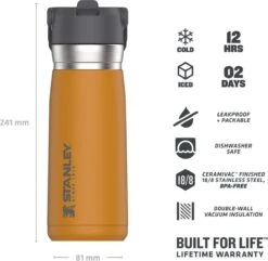 Stanley The IceFlow™ Flip Straw Water Bottle 0,65L - Thermosfles - Saffron -Woninginrichtingseries Winkel 1200x1170 1