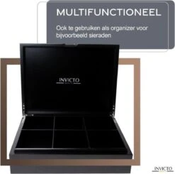 Invicto Products Theedoos 6 Vaks - Ruimte Voor 120 Theezakjes - Bamboe - Anti Slip En Anti Kras - Zwart -Woninginrichtingseries Winkel 1200x1188