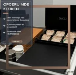 Invicto Products Theedoos 6 Vaks - Ruimte Voor 120 Theezakjes - Bamboe - Anti Slip En Anti Kras - Zwart -Woninginrichtingseries Winkel 1200x1192 3