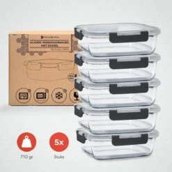 KitchenBrothers Meal Prep Bakjes - Set - Luchtdicht - BPA Vrij - 1L - Glas - 5 Stuks -Woninginrichtingseries Winkel 1200x1198 27