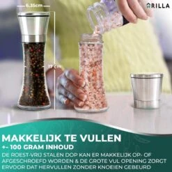 Peper En Zoutmolen Set - RVS Zout En Peperstel - Zoutvaatje En Pepermolen - 2 In 1 -Woninginrichtingseries Winkel 1200x1200 163