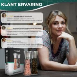 Peper En Zoutmolen Set - RVS Zout En Peperstel - Zoutvaatje En Pepermolen - 2 In 1 -Woninginrichtingseries Winkel 1200x1200 165