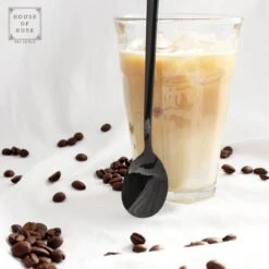 House Of Husk Latte Macchiato Lepels Set - Lange Theelepels - Koffielepels - Longdrinklepels - Sorbetlepels - Barlepel - RVS - 6 Stuks - 20CM - Zwart -Woninginrichtingseries Winkel 1200x1200 20