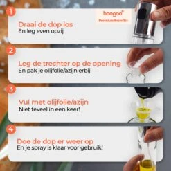 BooGoo® - RVS Olijfolie Sprayer Extreme Deluxe - Olijfolie Fles Verstuiver Voor Keuken - Oliespray - Oliefles - BBQ Accesoires - Olie Pomp Bakspray - Cooking Spray 23 BooGoo® - RVS Olijfolie Sprayer Extreme Deluxe - Olijfolie Fles Verstuiver Voor Keuken - Oliespray - Oliefles - BBQ Accesoires - Olie Pomp Bakspray - Cooking Spray -Woninginrichtingseries Winkel 1200x1200 247