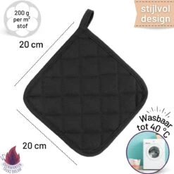 Merkloos Tavas Dream Hittebestendige Pannenlappen | 2 Stuks | Katoen, Thermolite | Tot 220°C | Zwart -Woninginrichtingseries Winkel 1200x1200 308