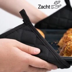 Merkloos Tavas Dream Hittebestendige Pannenlappen | 2 Stuks | Katoen, Thermolite | Tot 220°C | Zwart -Woninginrichtingseries Winkel 1200x1200 310