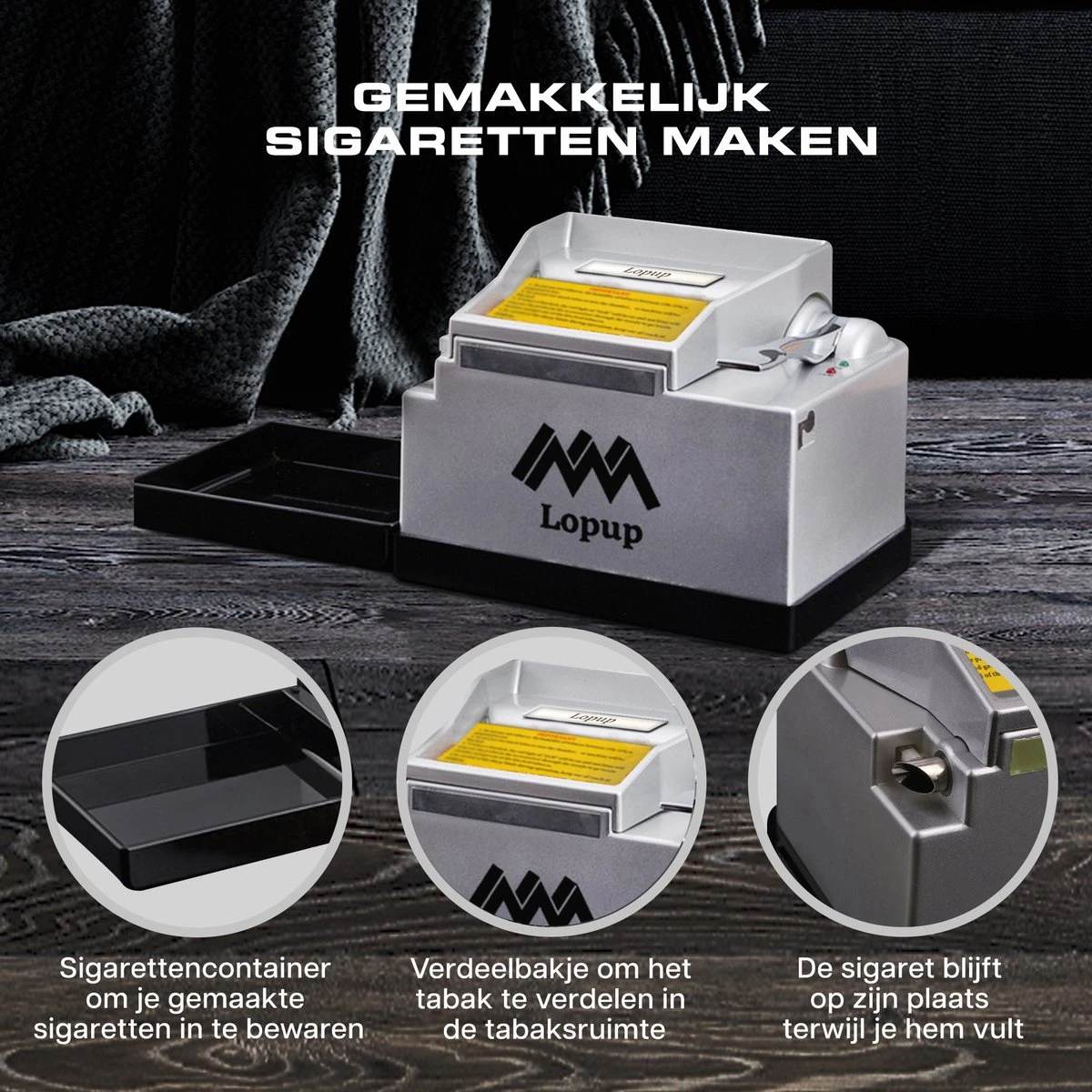 Lopup® Elektrische Sigarettenmaker - Sigarettenmakers - Sigaretten Maker Electrisch - Hulzenstopper - Sigaretten - Exclusieve NL Handleiding - Zilver 5 Lopup® Elektrische Sigarettenmaker - Sigarettenmakers - Sigaretten Maker Electrisch - Hulzenstopper - Sigaretten - Exclusieve NL Handleiding - Zilver - Afbeelding 3