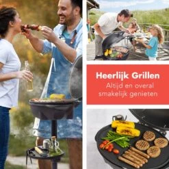 KitchenBrothers Elektrische BBQ - Met Grillplaat - Anti-aanbaklaag - Incl. Plank/Houders - Grilloppervlak 46,5x33,8cm - Tot 300°C - 2400W - Zwart -Woninginrichtingseries Winkel 1200x1200 337
