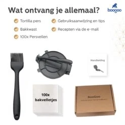 BooGoo® - Tortilla Pers Ø25CM - Inclusief Bakkwast En 100 Persvellen - Tortilla Press Roti Taco Maker - Tortillapan 13 BooGoo® - Tortilla Pers Ø25CM - Inclusief Bakkwast En 100 Persvellen - Tortilla Press Roti Taco Maker - Tortillapan -Woninginrichtingseries Winkel 1200x1200 367