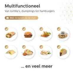 BooGoo® - Tortilla Pers Ø25CM - Inclusief Bakkwast En 100 Persvellen - Tortilla Press Roti Taco Maker - Tortillapan 17 BooGoo® - Tortilla Pers Ø25CM - Inclusief Bakkwast En 100 Persvellen - Tortilla Press Roti Taco Maker - Tortillapan -Woninginrichtingseries Winkel 1200x1200 371