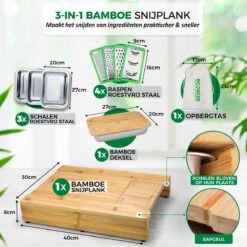 Ecowize 3-in-1 Bamboe Snijplank Met Opvangbak - Snijplank Hout Incl. 3 Roestvrijstalen Opvangbakjes Met Bamboe Deksel, 4 Inzetbare Raspen - Groentesnijder, Hakblok, Borrelplank, Tapasplank, Broodplank - 40x30cm - Duurzaam Cadeau -Woninginrichtingseries Winkel 1200x1200 394