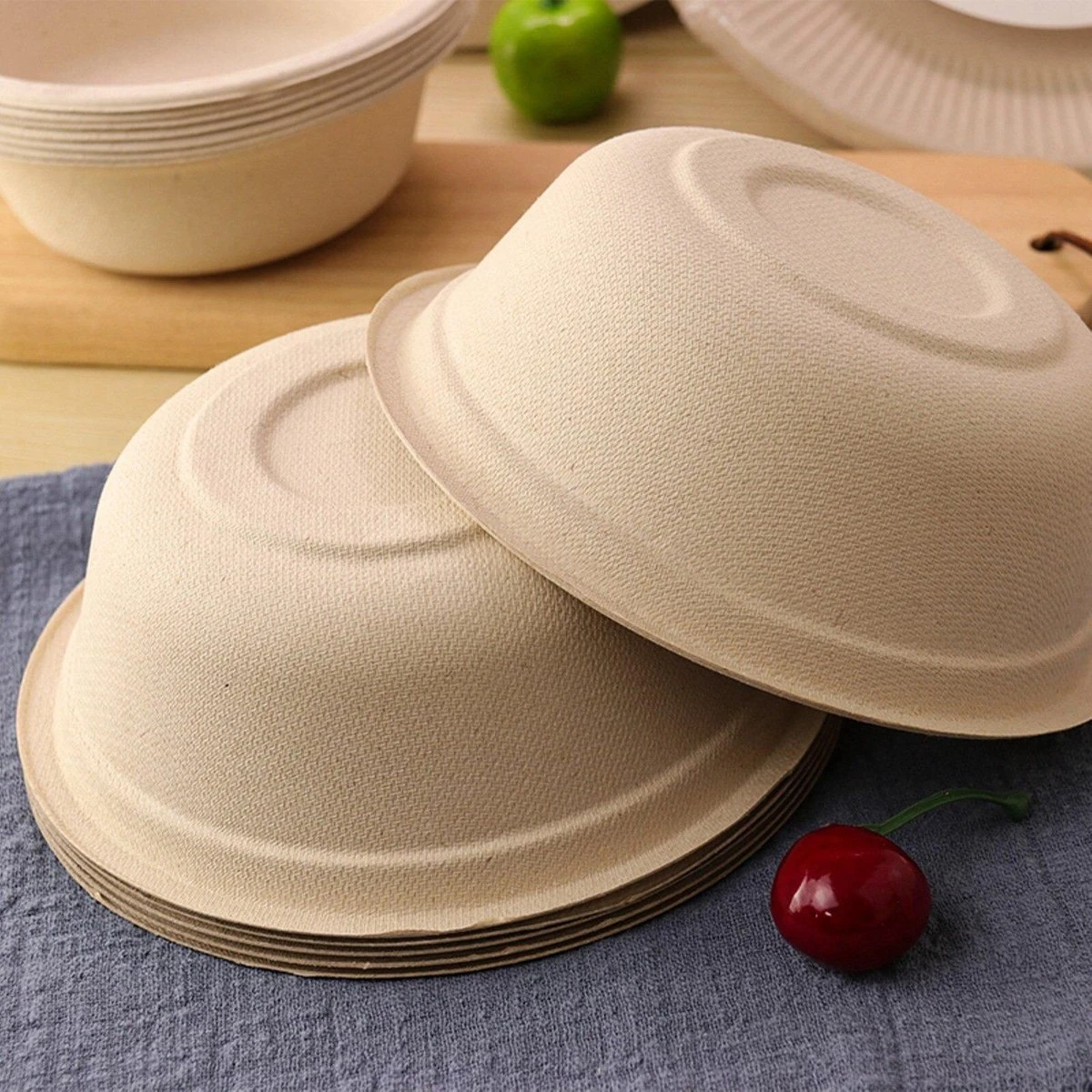 BIO Wegwerp Soepkommen 50 Stuks - Schaaltje Suikerriet 400ml - Natuur 6 BIO Wegwerp Soepkommen 50 Stuks - Schaaltje Suikerriet 400ml - Natuur - Afbeelding 4