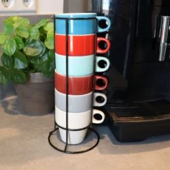 Orange85 Koffiekopjes - Met Houder - Set Van 6 - Gekleurd - 300 Ml - Keramiek -Woninginrichtingseries Winkel 1200x1200 484