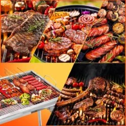 Uten - Houtskoolbarbecue - Opvouwbare Barbecue - Houtskoolbarbecues - Draagbare Camping Barbecue - 430 Roestvrij Staal Grill BBQ - 5-10 Persoon Tuin Buitenfeest - Zilver -Woninginrichtingseries Winkel 1200x1200 499