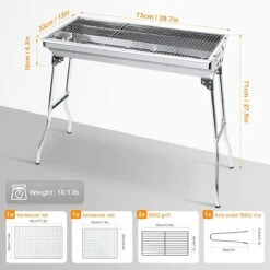 Uten - Houtskoolbarbecue - Opvouwbare Barbecue - Houtskoolbarbecues - Draagbare Camping Barbecue - 430 Roestvrij Staal Grill BBQ - 5-10 Persoon Tuin Buitenfeest - Zilver -Woninginrichtingseries Winkel 1200x1200 500