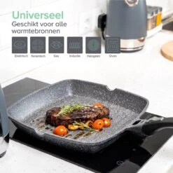 Coninx Grillpan 28CM - Steakpan - Afneembare Handgreep - PFAS-vrij - Grijs -Woninginrichtingseries Winkel 1200x1200 550
