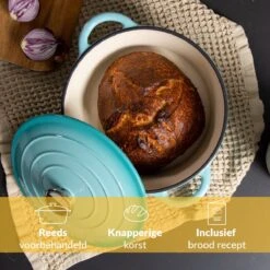 Chefarone Gietijzeren Pan - Braadpan Inclusief Deksel - Geschikt Voor Alle Warmtebronnen - Geëmailleerd Blauw -Woninginrichtingseries Winkel 1200x1200 556