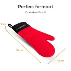 KitchenLove Ovenwanten - 2 Stuks Ovenhandschoenen - Hittebestendig Tot 250 °C - Siliconen - Rood -Woninginrichtingseries Winkel 1200x1200 572