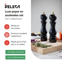 Deleca Luxe Peper En Zoutmolen Set - Met Geschenkdoos - Zout / Pepermolen - Rubberhout - Zwart & Goud 17 Deleca Luxe Peper En Zoutmolen Set - Met Geschenkdoos - Zout / Pepermolen - Rubberhout - Zwart & Goud -Woninginrichtingseries Winkel 1200x1200 615