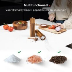 Deleca Luxe Peper En Zoutmolen Set - Zout / Pepermolen - Handmatig - Met Navul Lepel & Geschenkdoos - Acacia Hout - Rond -Woninginrichtingseries Winkel 1200x1200 627