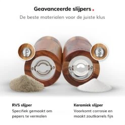 Deleca Luxe Peper En Zoutmolen Set - Zout / Pepermolen - Handmatig - Met Navul Lepel & Geschenkdoos - Acacia Hout - Rond -Woninginrichtingseries Winkel 1200x1200 633